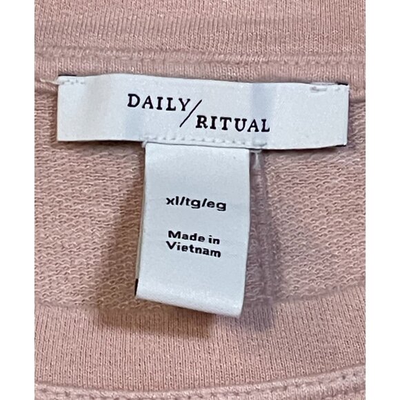 Daily Ritual Rose Super Soft Terry Long Sleeve Shirt With Shirttail Hem SIZE-XL - Picture 3 of 7